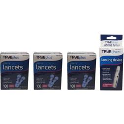 Trueplus 3x100 diabetic test sterile lancets 28 gauge &free lancets device
