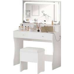 Ironck Vanity Desk Set with LED Lighted Mirror Dressing Table 15.7x31.5"