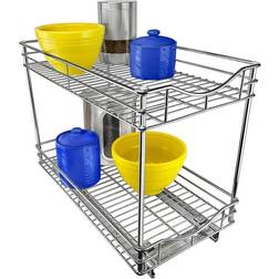Lynk Professional 11" x 21" Slide Out Double Shelf Pull Out Two Tier Sliding Under Cabinet Organizer