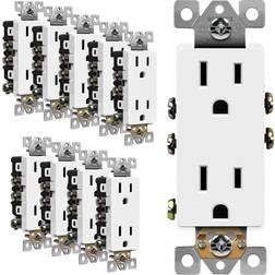 10 pack decorator 15a white receptacle residential 5-15r outlet 61501-w plug