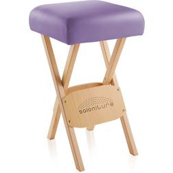 Saloniture Wood Folding Massage Stool with Carrying Case, Lavender