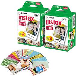 Fujifilm instax mini instant 40 sheets, includes 2 packs of 20 60 stickers