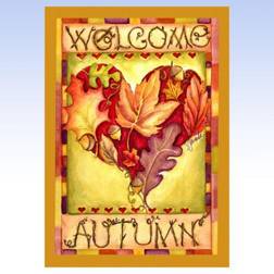 Garden Autumn Welcome Heart Welcome Fall Flag Double Sided