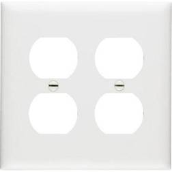 Box 25 trademaster white 2-gang outlet cover duplex receptacle wallplatetp82-w