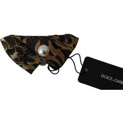 Dolce & Gabbana Black Gold Jacquard Pearl Logo Accessory Hair Claw gold