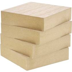 Unfinished mdf wood blocks for crafts, wooden square blocks for diy 4 pack