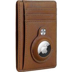 SaharaCase Slim Genuine Leather Wallet for Apple AirTag Brown AT00035