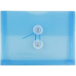 Jam Paper Plastic Envelopes 5.5x7.5 12/Pack Blue Button String Index Booklet
