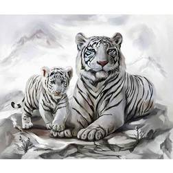 Pracht Diamond Painting Tigermama mit Jungtier, Bastelset