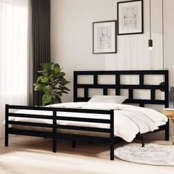 vidaXL black, 200 Solid Pine Bed Frame King Bed Base