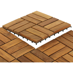 Bare Decor EZ-Floor in Solid Teak Wood 1 Tile Only Parquet Floor Mats