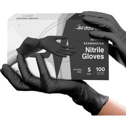 FifthPulse Nitrile Exam Latex Free & Powder Free Gloves Black Box of Gloves