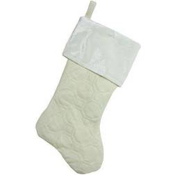 Northlight 18" Cream Quilted Stocking with a Velvet Cuff