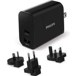 Philips Reiseladegerät Schnellladegerät DLP2621T/04-3 Ausgänge USB A/USB C Schwarz