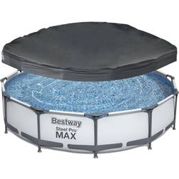 Bestway Steel Pro Max 12' x 30" Round Above Ground Frame Pool & Flowclear Cover 61.3 Gray