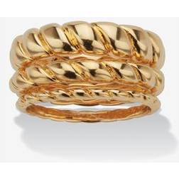 Palmbeach jewelry 14k gold-plated shrimp style stackable rings, piece set