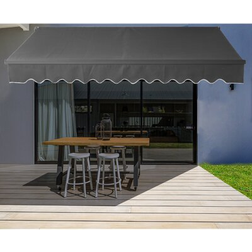 Aleko Black Frame 13 Retractable Home Patio Canopy Awning