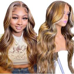 Silaiya 13x4 HD Front Lace Wig with Wavy Highlights 22 inch #4/27 Honey Blonde