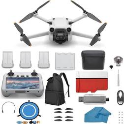 DJI Mini 3 Pro RC & Fly More Kit Lightweight and Foldable 34-min Flight Time Camera Drone Bundle with Built in Monitor, with 128 GB SD, 3.0