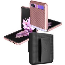 Rose Gold Pink Case Cover and Belt Clip Holster for Samsung Galaxy Z Flip Phone