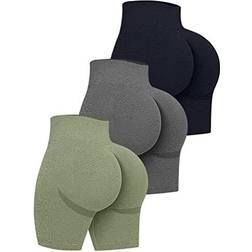 OQQ Women's Butt Lifting Yoga Shorts - Black/Grey/Avocadogreen