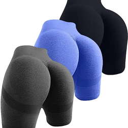 OQQ Women's Butt Lifting Yoga Shorts - Black/Blue/Grey