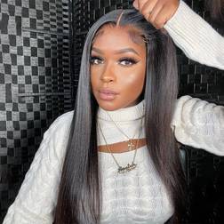 iSee Go Glueless Brazilian Straight Lace Wig 16 inch 1B Natural Black