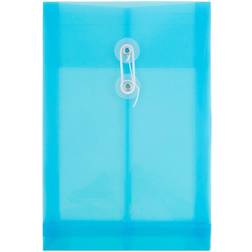 Jam Paper Plastic Envelopes 6.3x9.3 12/Pack Blue Button String Open End