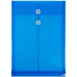 Jam Paper Plastic Envelopes 9.8x14.5 12/Pack Blue Button String Legal Open End