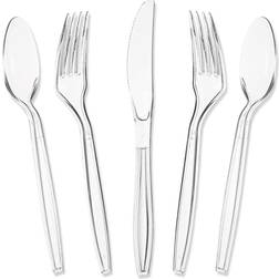 Juvale Plastic Knives and Silverware Set 180-Piece Clear Plastic Cutlery Set