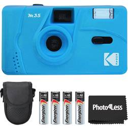 Kodak 35mm m 35 with flash cerulean blue case 4 aaa batteries cloth