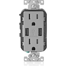 Leviton T5632-gy usb charger/tamper-resistant duplex receptacle 15-amp gray