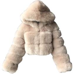 Memela Women's Faux Fur Coat Jacket - Khaki