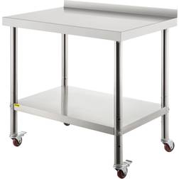 Vevor Stainless Steel Prep Table 24 x 15 x 35 in. Heavy Duty Metal Worktable with Adjustable Undershelf Kitchen Utility Tables, Silver
