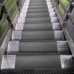 Ottomanson Collection Rubber Stair Treads, X Silver, Black