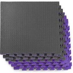Xspec 1" Extra Thick Reversible Eva Foam Gym Mats 12 pcs 48 Sq Ft, Black/Purple