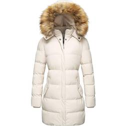 Wenven Women's Winter Thicken Puffer Coat Warm Jacket - Beige