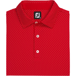 FootJoy Stretch Lisle Dot Print Self Collar Polo Shirt - Red/White