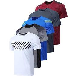 Liberty Men’s Active Workout Short Sleeve T-shirt 5-pack - White/Gray/Blue/Charcoal/Maroon