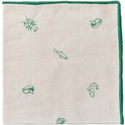 Broste Copenhagen Sea fabric Cloth Napkin Green, Beige (45x45cm)