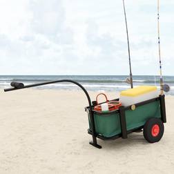 vidaXL with bag Fishing Trolley Outdoor Beach Wagon Hand Cart Bike Trailer Black Steel