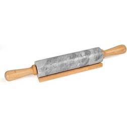 Creative Home 18 L Deluxe Natural Marble Stone with Wood Handles & Rolling Pin