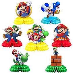 7pcs honeycomb style centerpiece for super mario,video games themed party sup