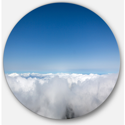 Design Art Aerial View of Sky over Clouds' Contemporary Landscape Metal Circle Wall Decor