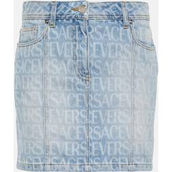 Versace Allover denim miniskirt blue