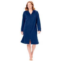 Plus Women's Short Hooded Sweatshirt Robe by Dreams & Co. in Evening Blue Size 4X