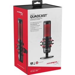 HyperX QuadCast Electret USB Condenser Microphone, Black/Red w/ Arm Stand Bundle