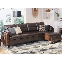 Honbay Sectional L Shaped Leather Sofa 101.6" 4 Seater