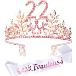 22nd birthday gifts for girls, 22nd birthday tiara and sash, 22 fabulous sash an