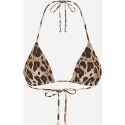 Dolce & Gabbana Leopard-printed bikini top brown